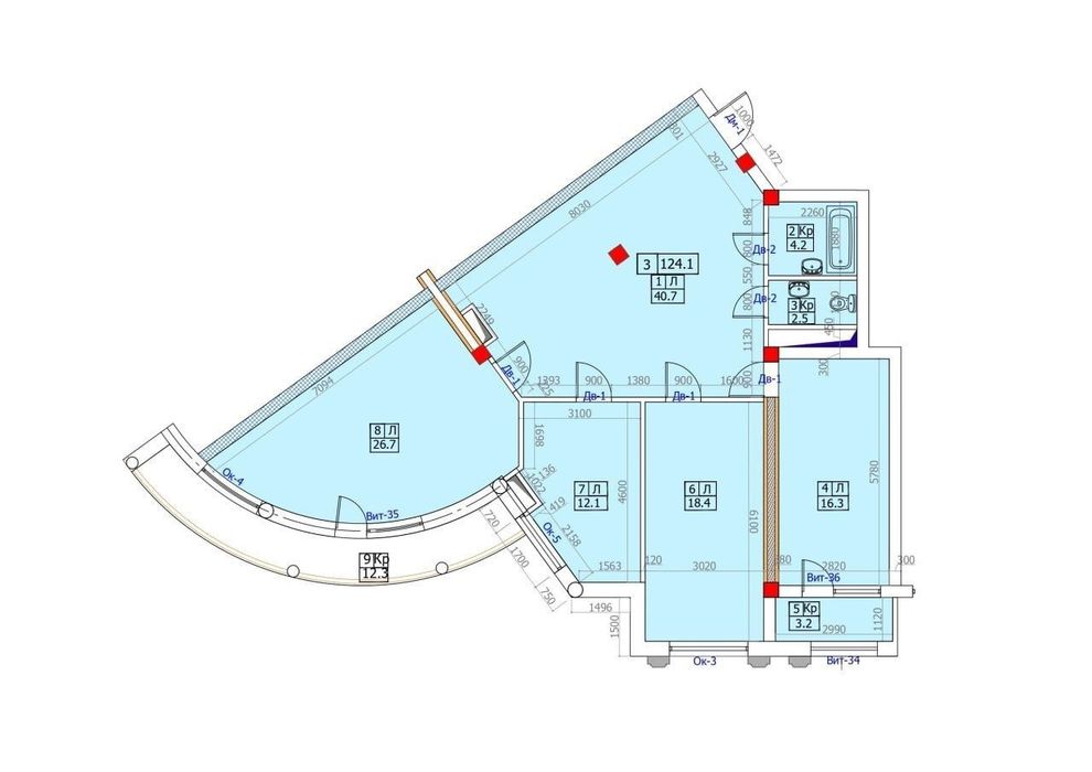 Жк Evro House 4х-комнатная 125м2 коробка