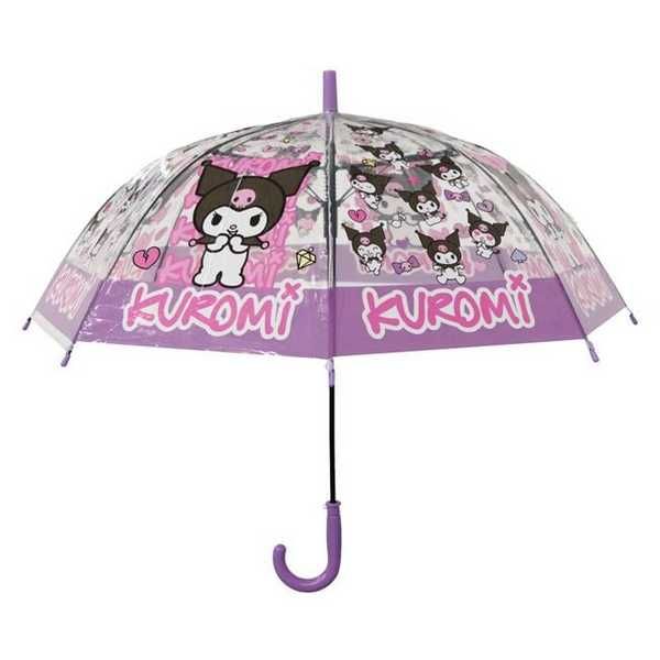 Автоматичен чадър за деца Mercado Trade, Прозрачен лилав, Kuromi, 66см
