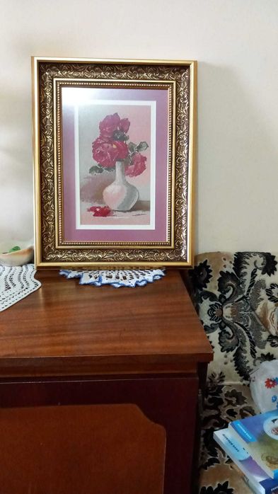 Goblen cusut manual dupa diagramă cu ramă superbă