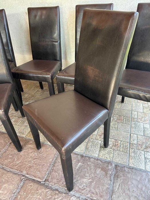 Scaun living/bucatarie lemn masiv + piele ecologica, bine întrețiinut