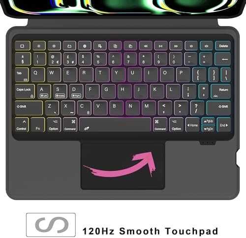 Нов Клавиатура Калъф за таблет iPad Pro 11 2024 M4, Подсветка и Тъчпад