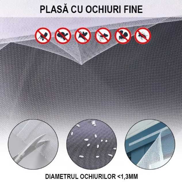 Plasa anti-insecte/tantari pentru ferestre 2 bucati, autoadeziva si detasabila, 150 x 180 cm, Alb
