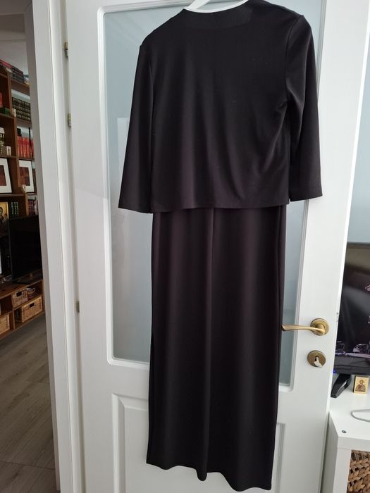 Rochie lunga alb negru cu jacheta neagra