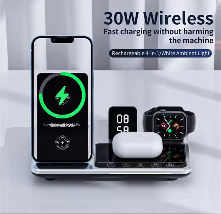 Suport Incarcator Wireless Telefon Ceas Casti Iphone Apple Watch