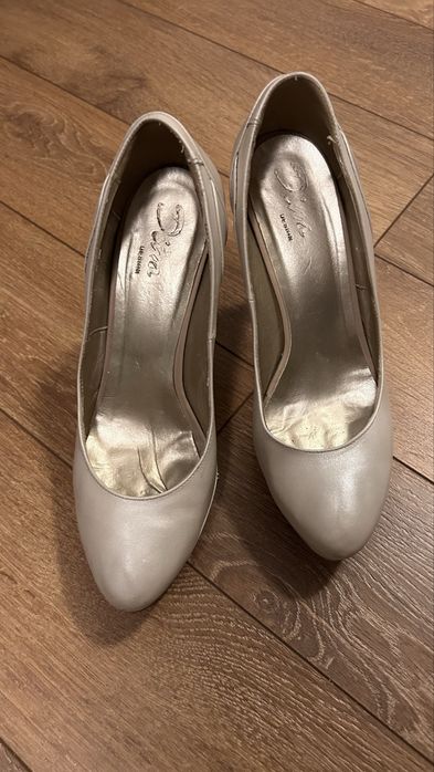Pantofi mireasa piele crem perlat