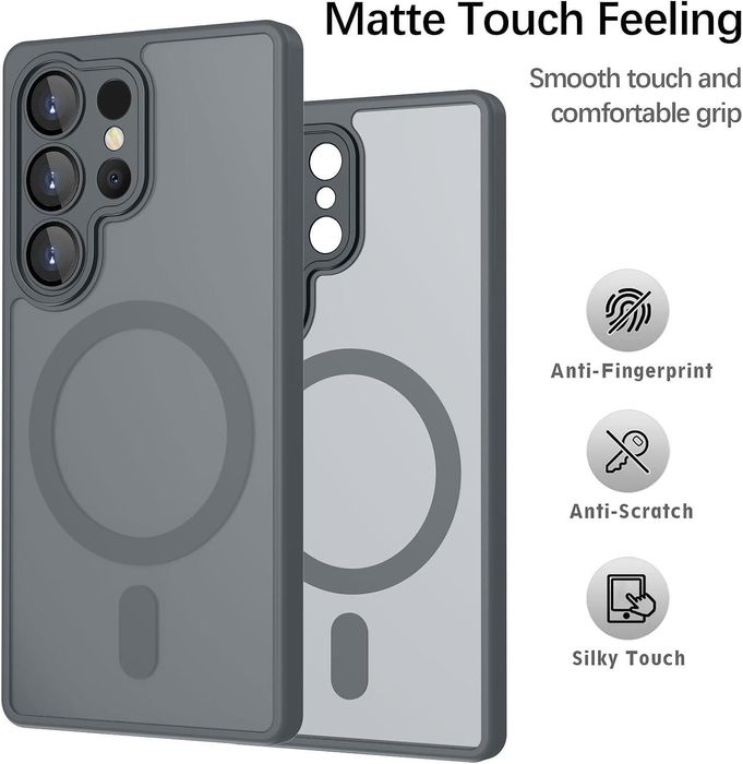 Матов magsafe кейс за samsung galaxy s26 ultra - титаниево сив - със з