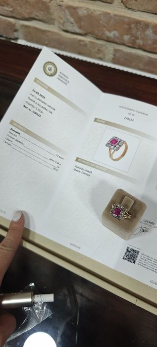 Inel vintage aur 18k 5.59gr cu diamante naturale (R)