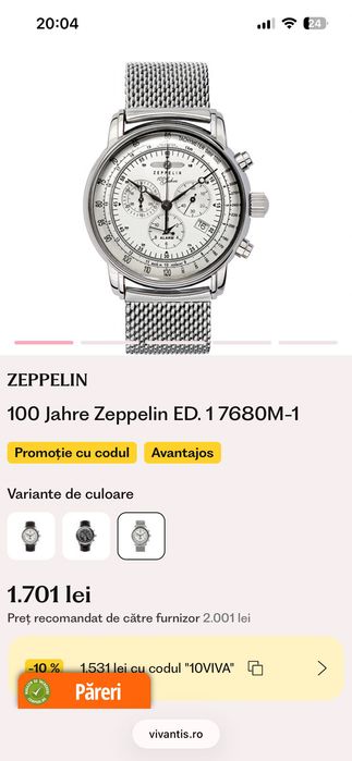 Zeppelin 100 Jahre Chronograph Alarm 7680M-1 – Swiss Ronda – Milanese