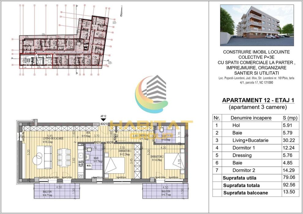 Apartament 3 camere decomandat zona de case Sos Leordeni!