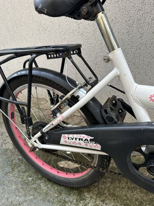 Bicicletă fete TYTRADE Voltage – 20 inch, Alb/Roz – fara defecte