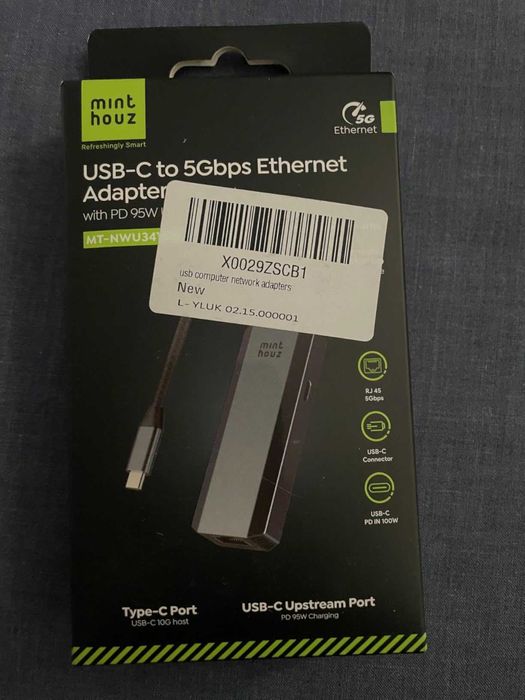 Minthouz USB C към Ethernet адаптер, 5G кабелен мрежов адаптер