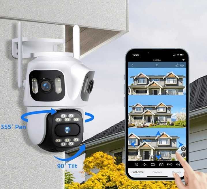 P-15 ICsee WiFi камера 12MP с 3 обектива WiFi Auto Tracking Home Prote