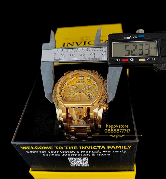 часовник INVICTA Magnum Gold 52 mm, Инвикта нов