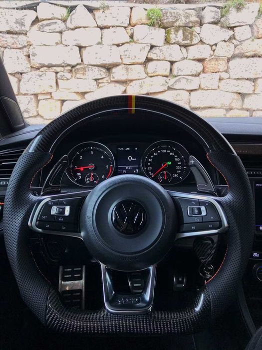 Emblema Negru Lucios VW Volkwagen Pentru Volan GTI GTD R Line, 50mm