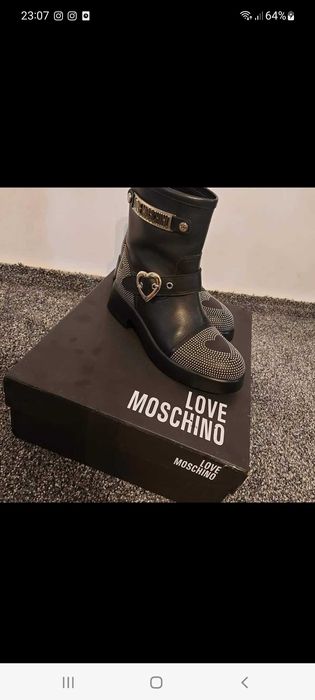 Ghete biker piele cu ținte,Love Moschino,marimea 37,stare excelenta