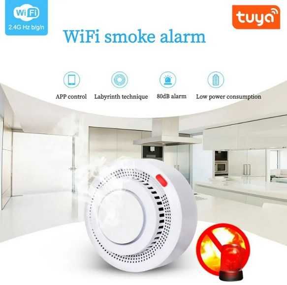 WiFi smart Пожарен (димен) датчик с известия на телефон Smartlife Tuya