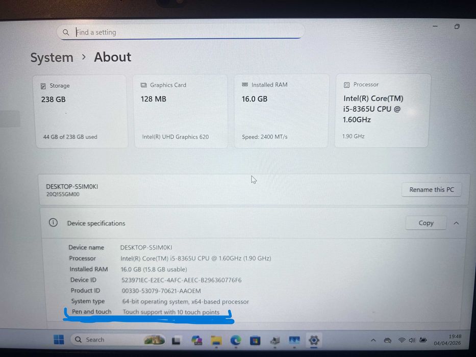 Lenovo ThinkPad X390 Touchscreen / 16GB RAM / i5-8365U / 256GB NVMe Class A