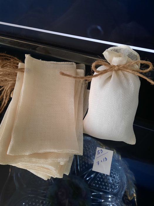 Мешочки подарочные  лён. Завязки джут