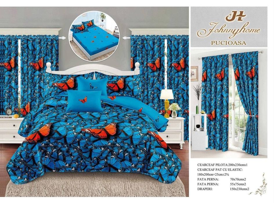 Lenjerie de pat finet 6 piese + două draperii