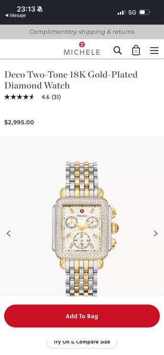 Ceas Michele placat cu aur si Diamante