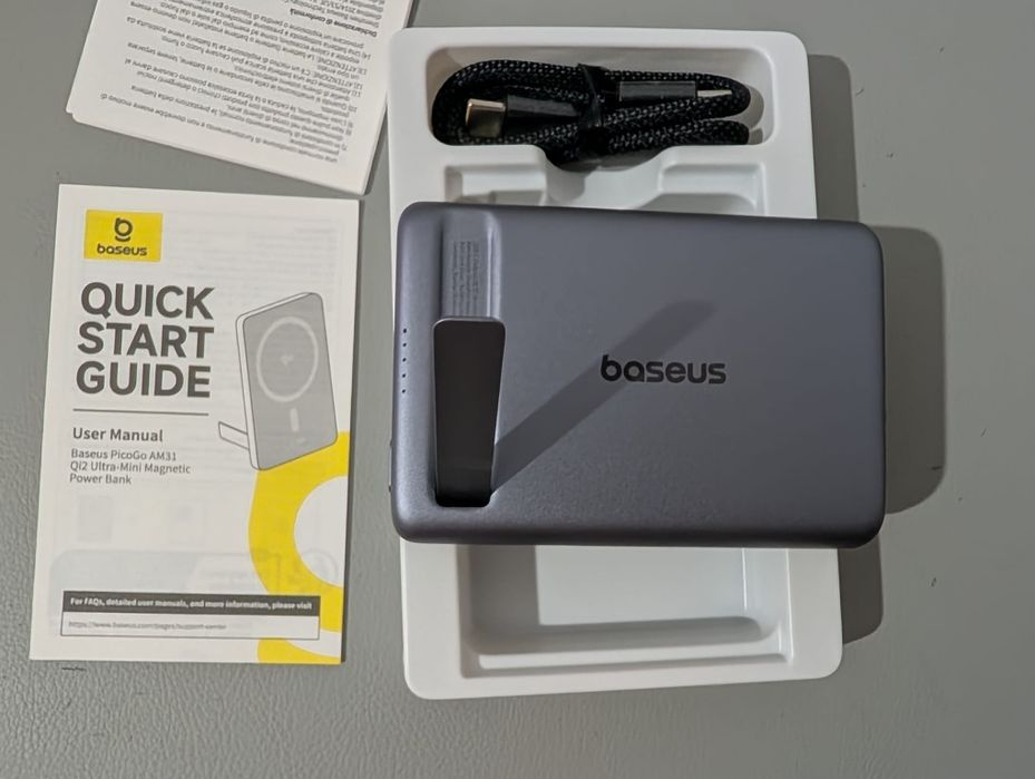 Baterie externă (power bank) Baseus PicoGo AM31 Qi2 Ultra-Mini, capacitate 5000mAh