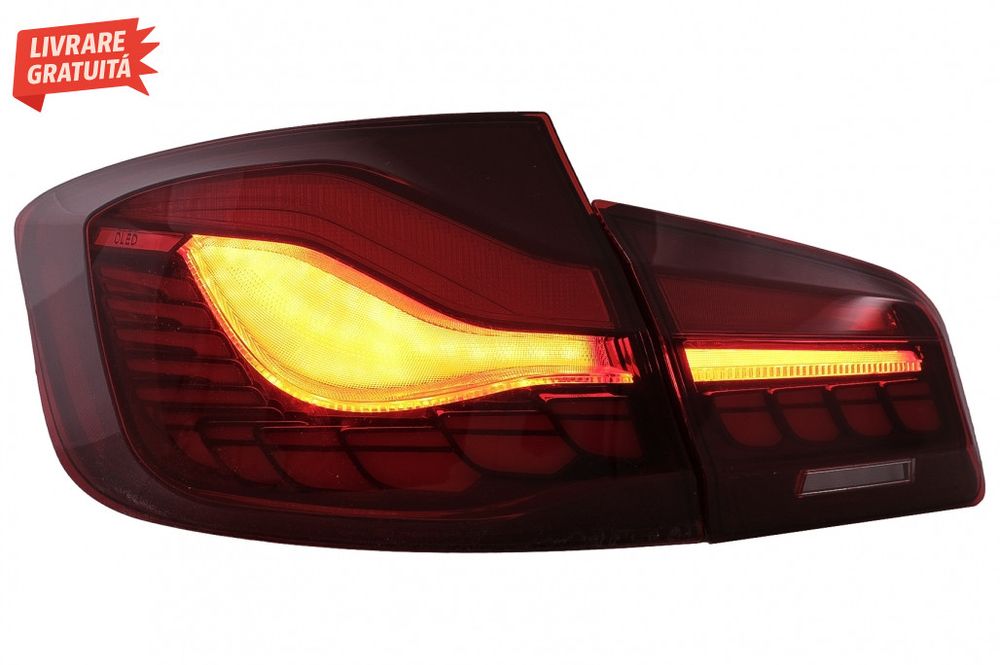 Stopuri OLED BMW Seria 5 F10 (2011-2017) Rosu Clar cu semnal dinamic