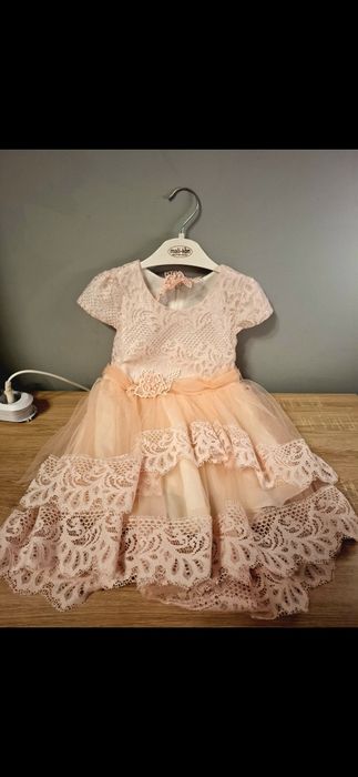 Rochie fete, superba, corai, de ocazie, marimea 104