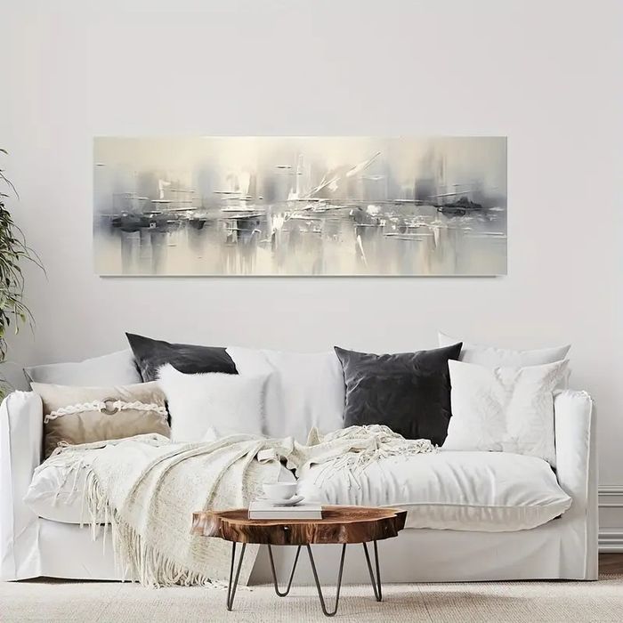 Продавам панорамен абстрактен пеизаж в/у платно 120/30см