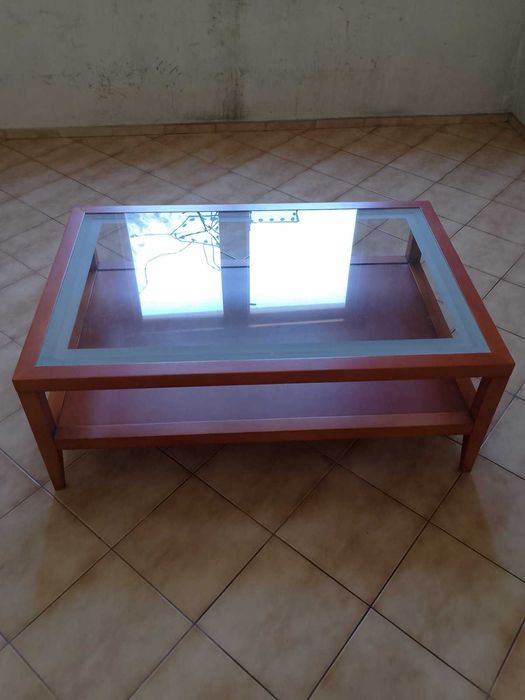 Холна маса масив+стъкло 120х80х45