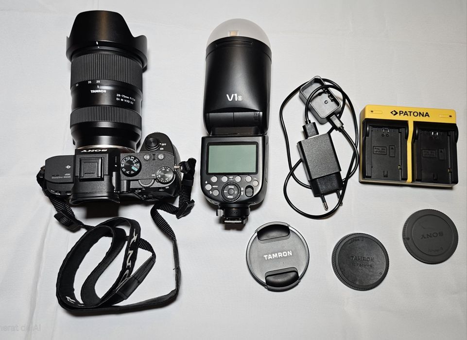 Sony a7iii,Blitz Godox V1s ,Obiectiv Tamron F2.8  / 28-75 ,set complet