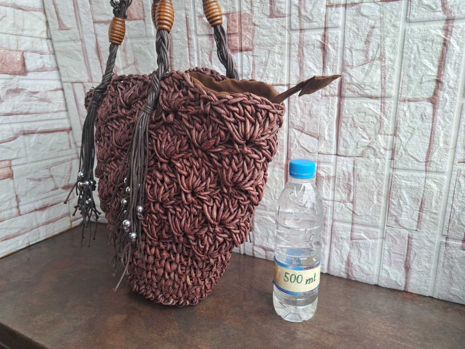 дамска сламена чанта,сламена торба,плетена кошница