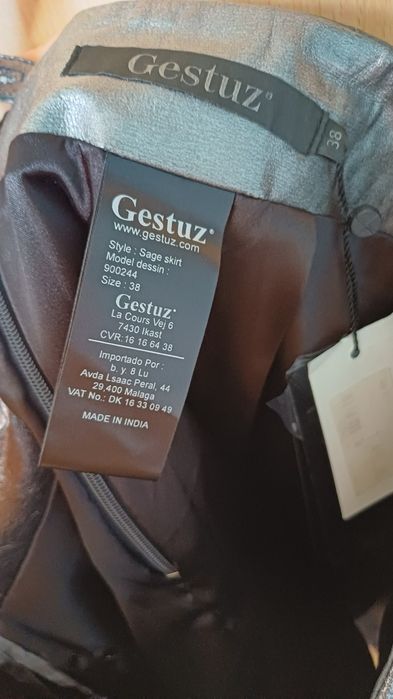 Сива пола естествена кожа  Gestuz нова 38 М
