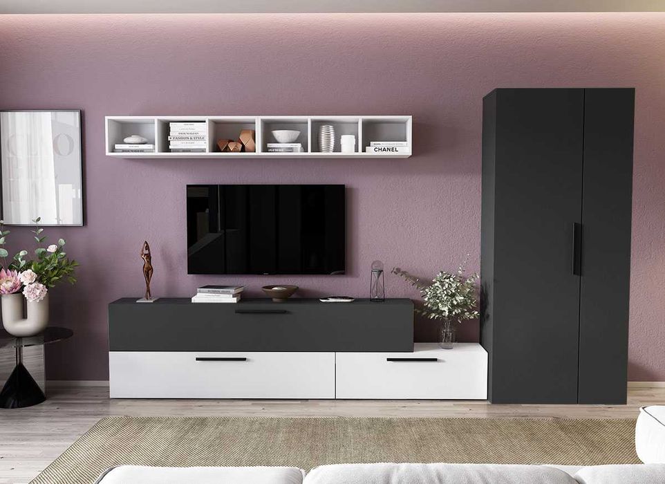 Living Pati 108 – Mobila Sufragerie Gri + Alb