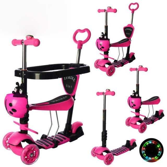 Тротинетка 6в1 Калинка със предпазители и степенки за крачета