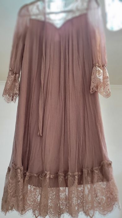 Rochie Ginette somon ,pudra,mărime 44