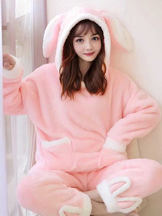 флисовый кролик пижамный комплект issiq pijama
