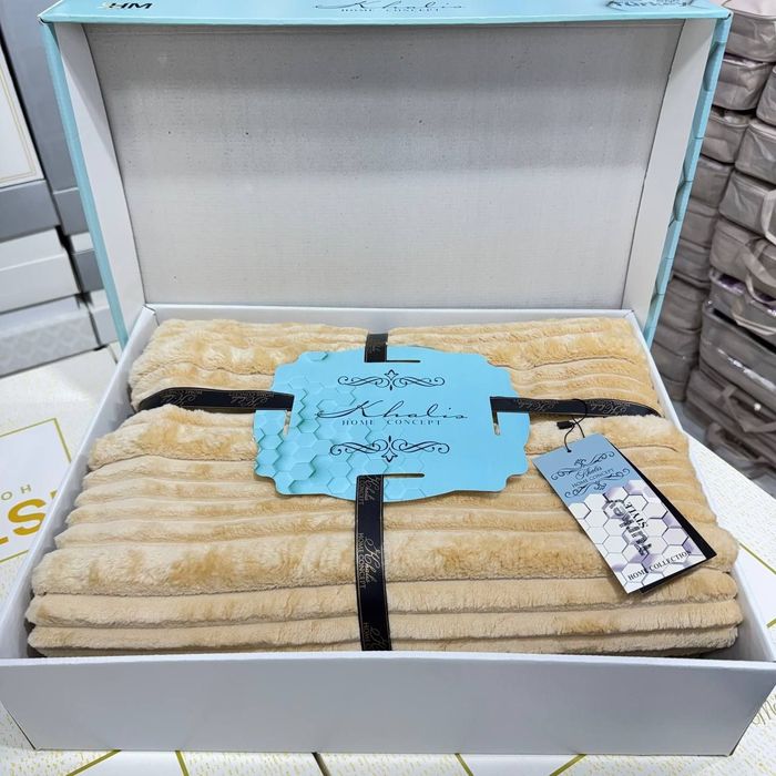 Плед гофра 2 спалка в подарочной коробке+сумке