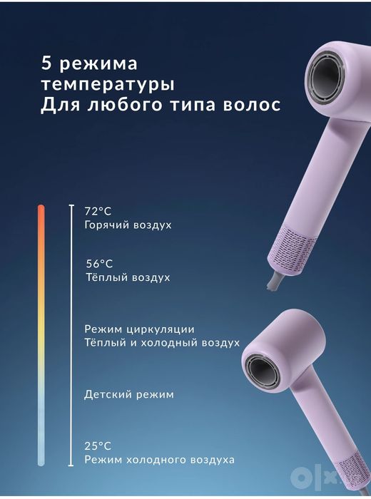 Фен для волос Homix для сушки и укладки с ионизацией, высокоскоростной
