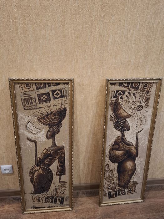 Пара больших панно / гобеленов в африканском стиле — комплект