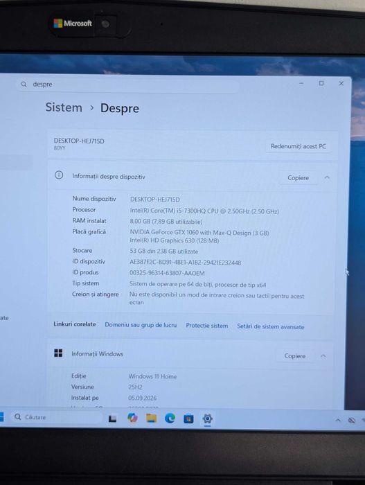 Laptop Lenovo Legion Y520, Procesor Intel Core i5-7300HQ, 8GB DDR4, GeForce GTX 1060 3GB Max-Q,