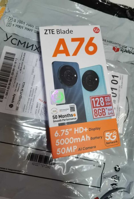 ZTE Blade A76 28GB / 8GB RAM  5G Чисто Нов  Неразопакован