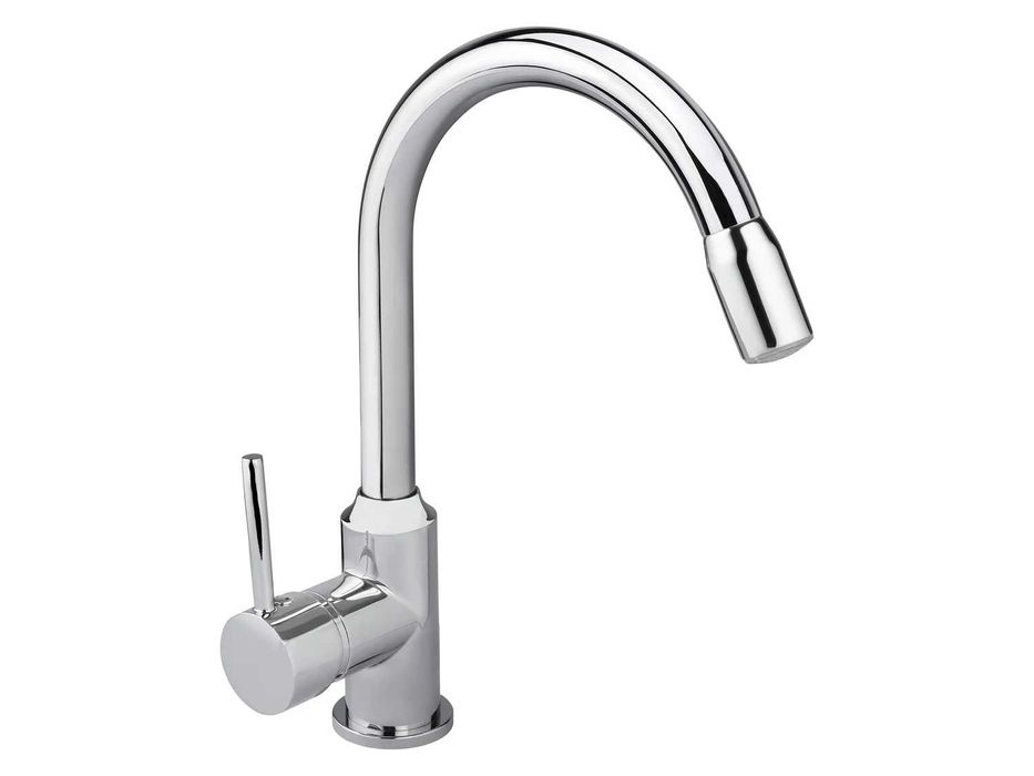 LED смесител за кухненска мивка въртящ се на 360 Хром Черен