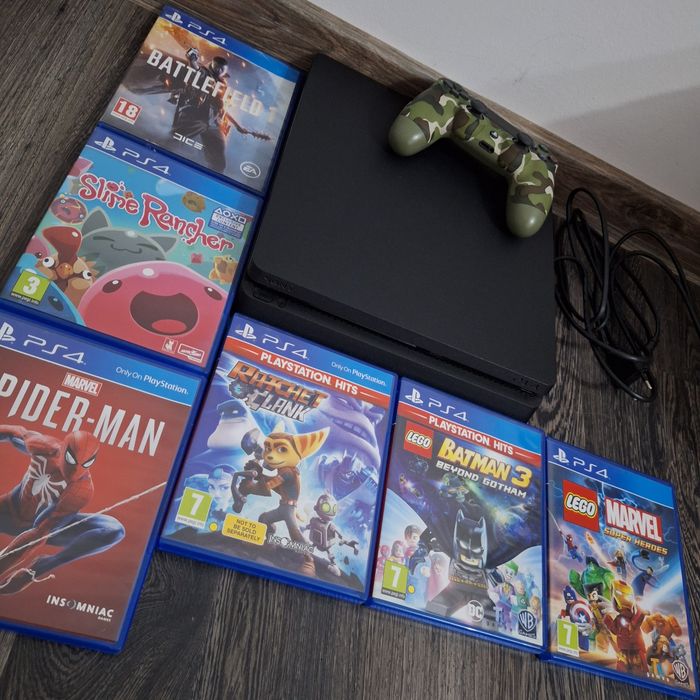 Vând ps4 slim + 6 jocuri