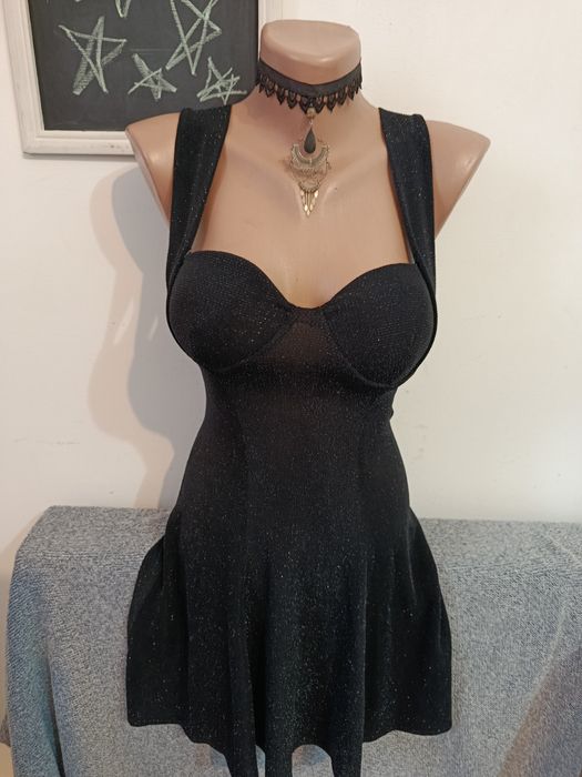 Rochiță neagra eleganta sexy strălucitoare Goth Rock Miss Miss mărimea Xs-S