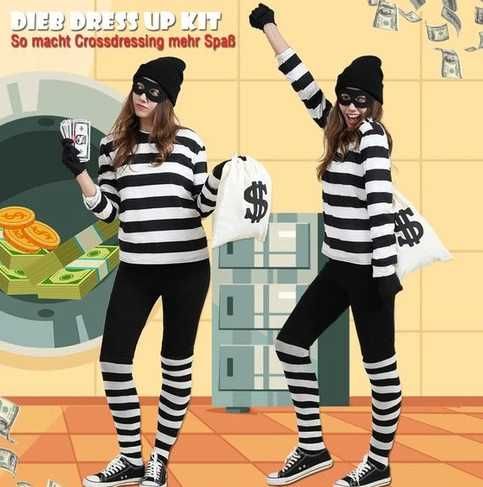 Костюм на крадец за възрастни от 7 части, карнавален костюм