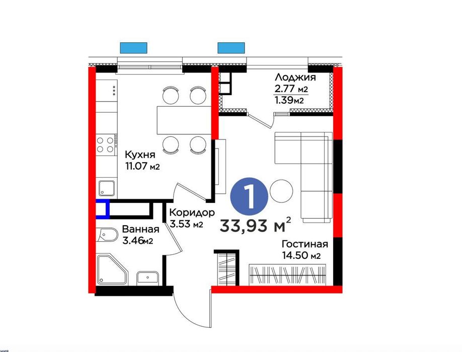 1-ком квартира 34 м² у метро Яшнабад | Рассрочка | Ипотека |Успейте