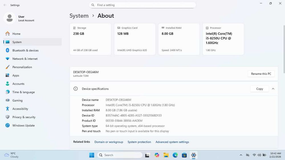 Dell Latitude 7290 | i5-8250U | 8GB DDR4 | 256GB NVMe