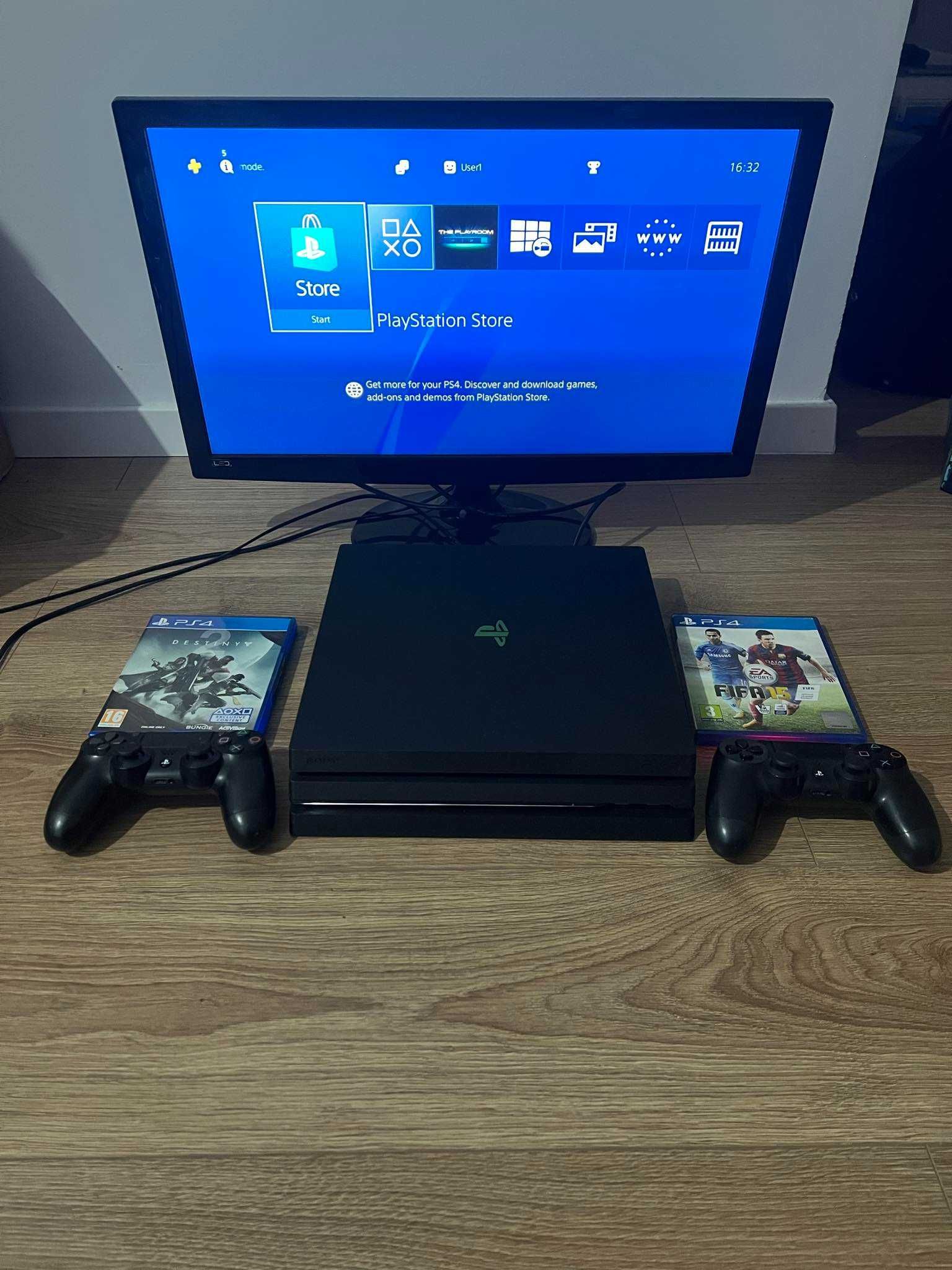 Consola SONY PS4 PRO Playstation PRO 1TB cu 2 manete si jocuri