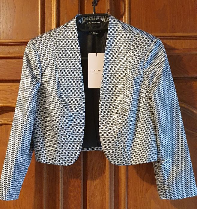 Bolero lucios de ocazie cu mânecă trei sferturi