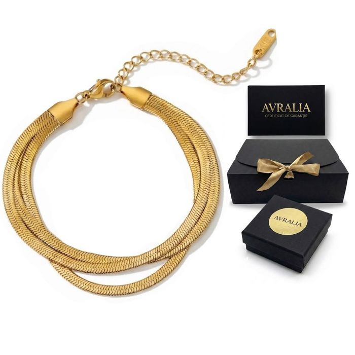 Bratara Premium Placata Aur 18K - Snake Triplu, Set Cadou